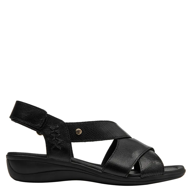 BRUNO ROSSI - Sandalia Mujer Cuero Negro Bruno Rossi