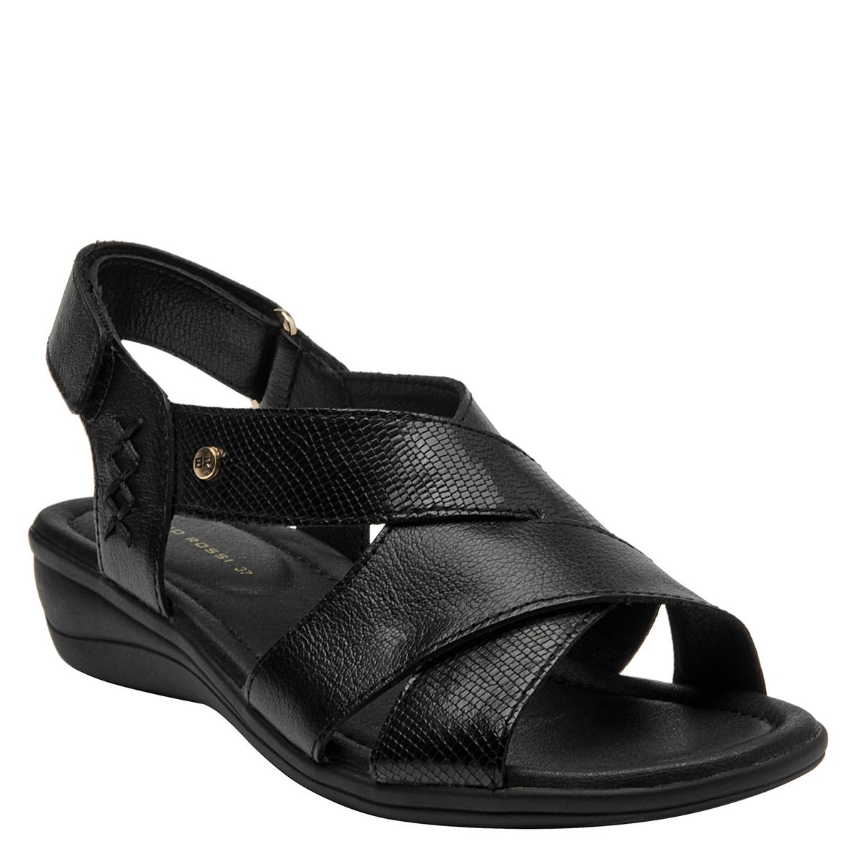 BRUNO ROSSI - Sandalia Mujer Cuero Negro Bruno Rossi