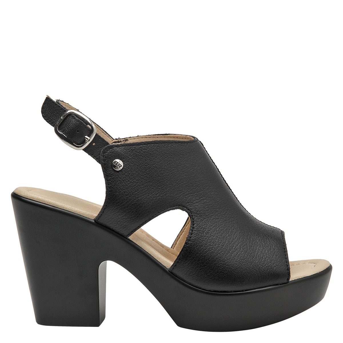 BRUNO ROSSI - Sandalia Mujer Cuero Negro Bruno Rossi