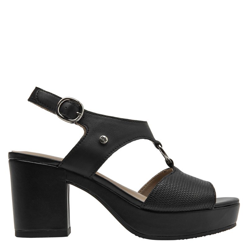 BRUNO ROSSI - Sandalia Mujer Cuero Negro Bruno Rossi