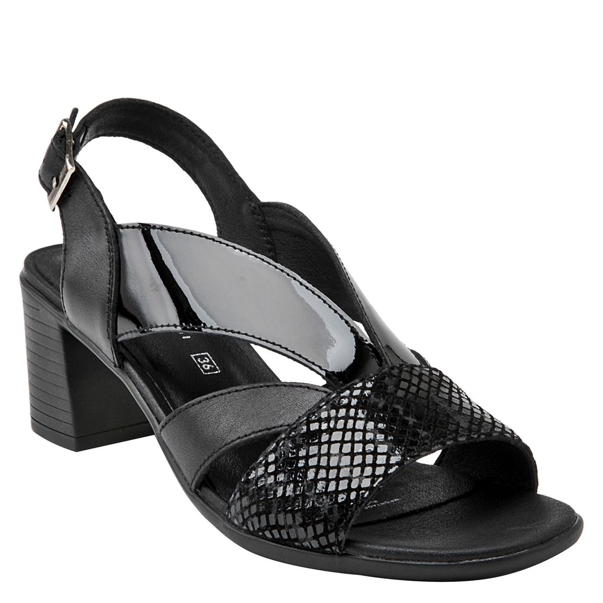 BRUNO ROSSI - Sandalia Mujer Cuero Negro Bruno Rossi