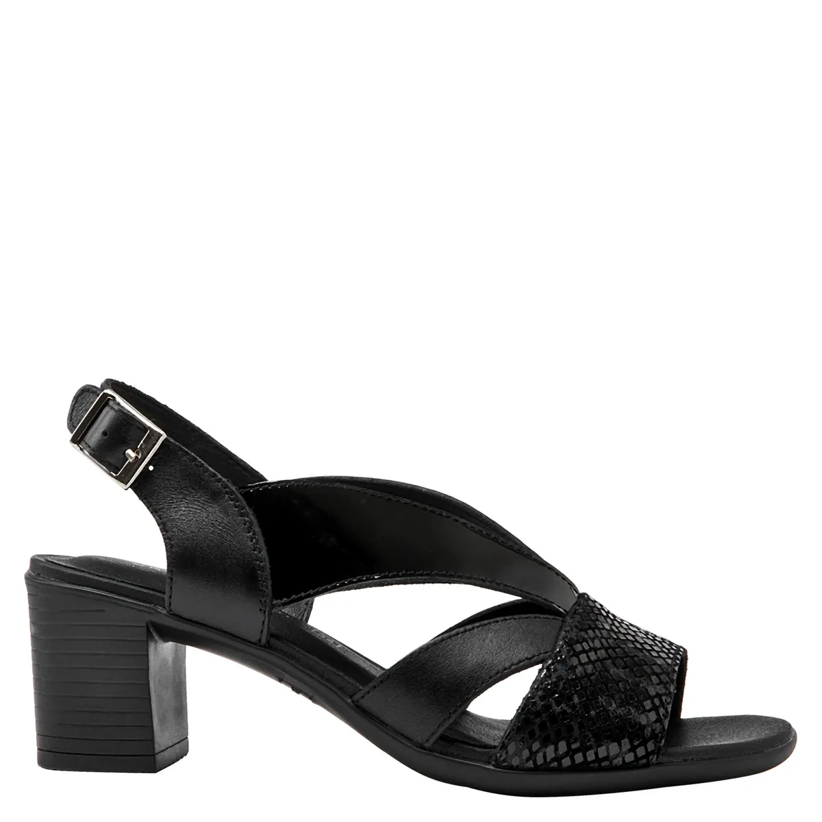 BRUNO ROSSI - Sandalia Mujer Cuero Negro Bruno Rossi