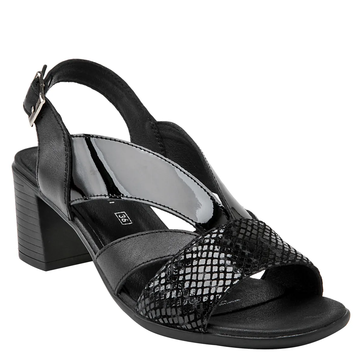 BRUNO ROSSI - Sandalia Mujer Cuero Negro Bruno Rossi