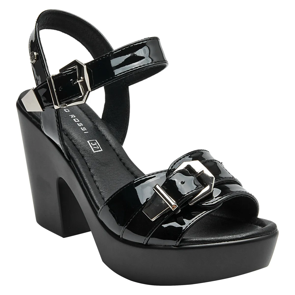 BRUNO ROSSI - Sandalia Mujer Cuero Negro Bruno Rossi