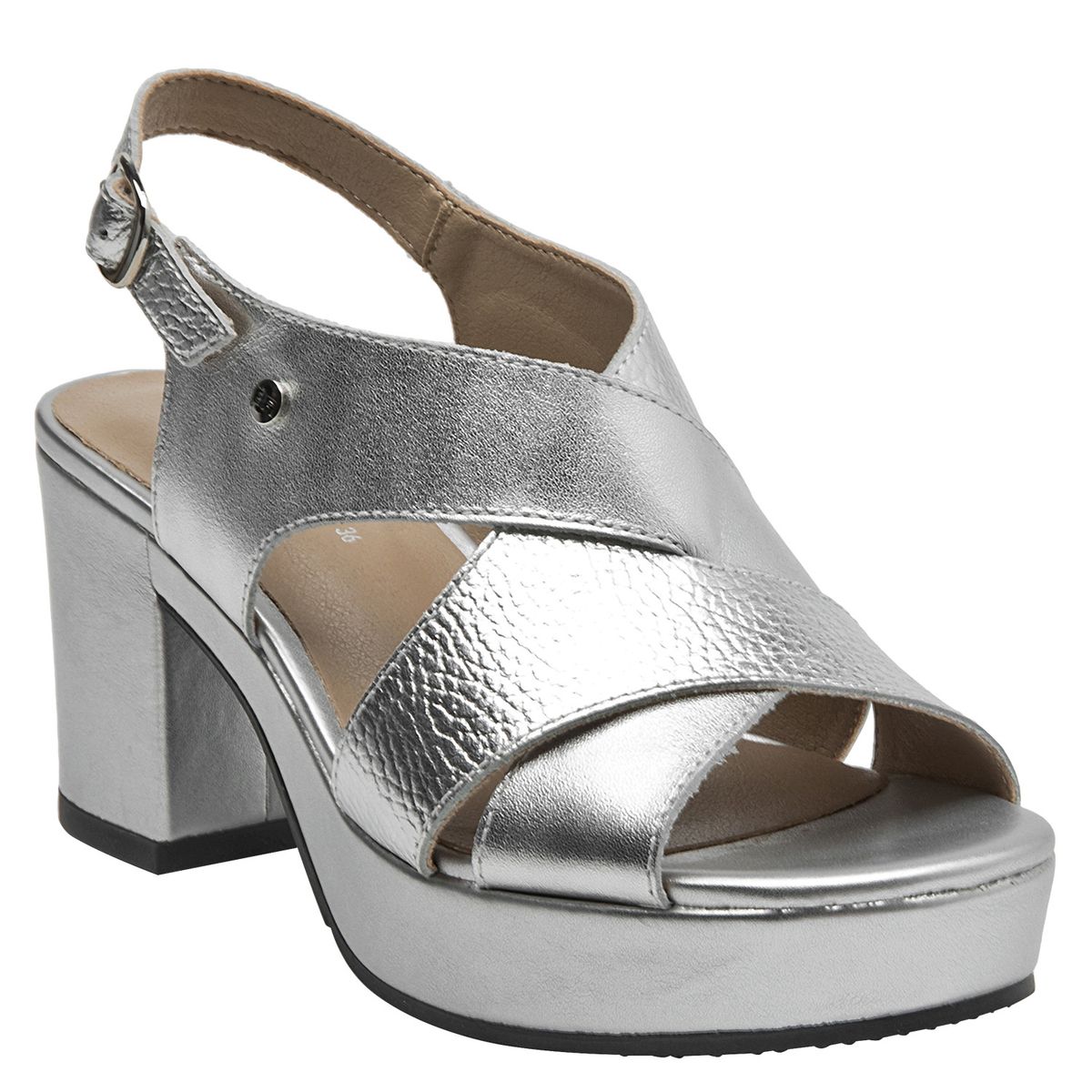 BRUNO ROSSI - Sandalia Mujer Cuero Gris Bruno Rossi