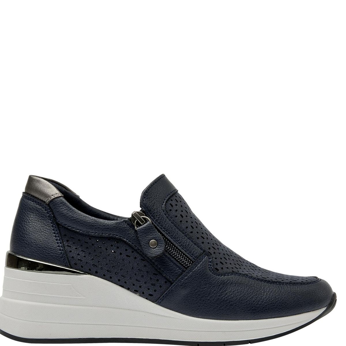 BRUNO ROSSI - Zapatilla Urbana Mujer Cuero Azul Bruno Rossi