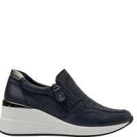 Zapatilla Urbana Mujer Cuero Azul