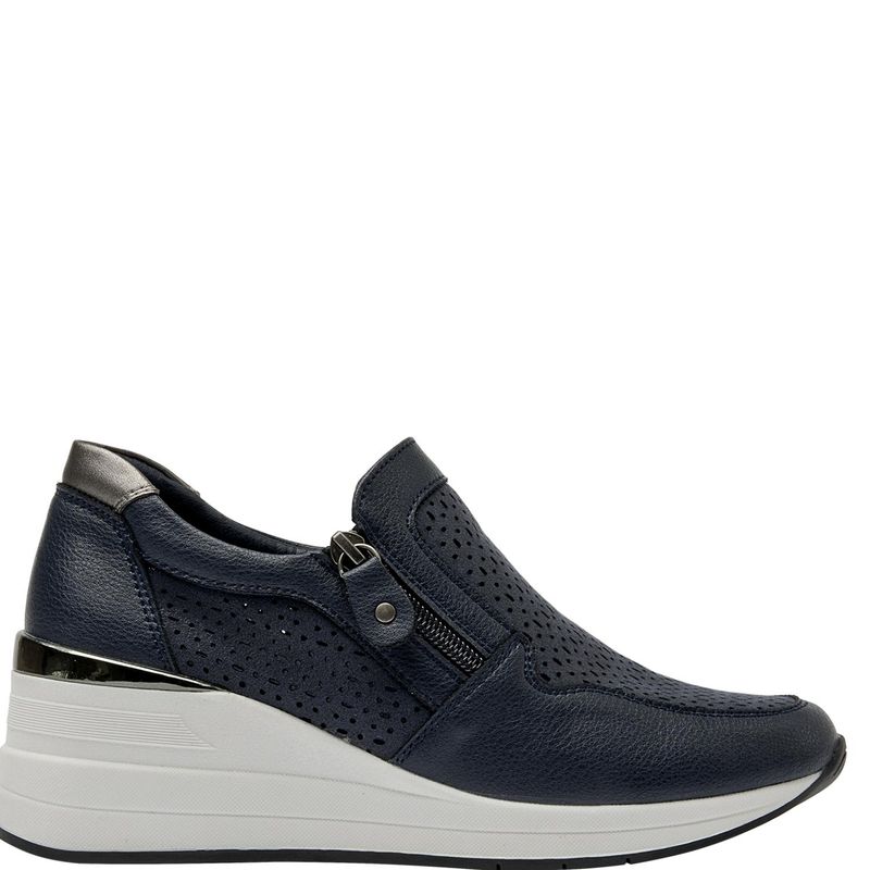 BRUNO ROSSI - Zapatilla Urbana Mujer Cuero Azúl Bruno Rossi