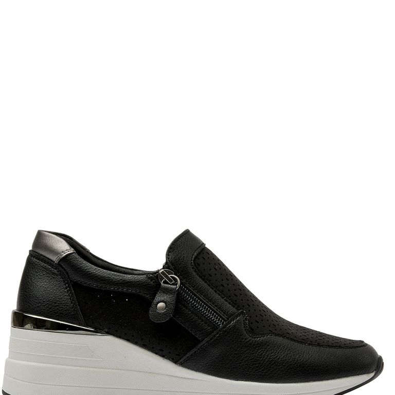 BRUNO ROSSI Zapatilla Urbana Mujer Cuero Negro