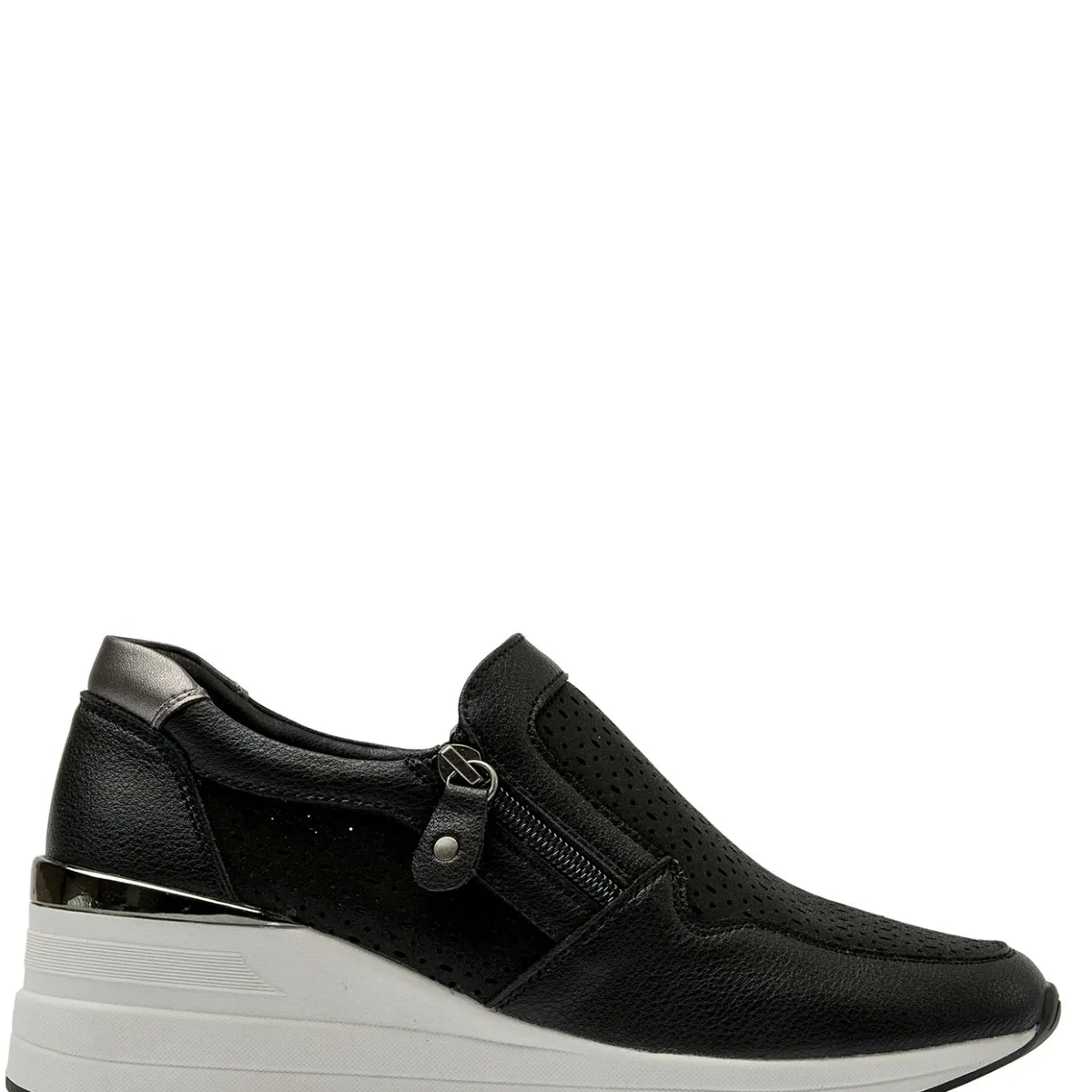 BRUNO ROSSI - Zapatilla Urbana Mujer Cuero Negro Bruno Rossi