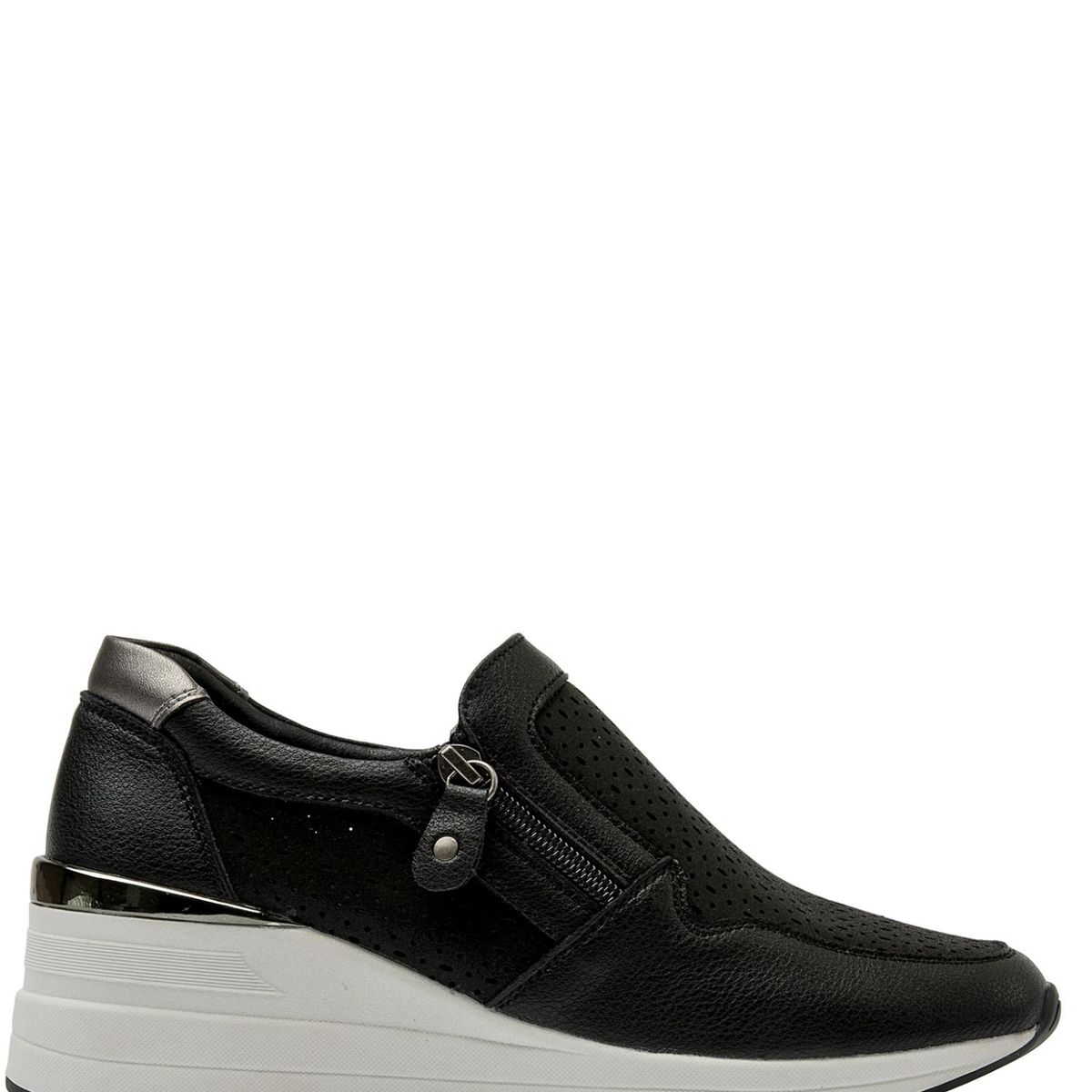 BRUNO ROSSI - Zapatilla Urbana Mujer Cuero Negro Bruno Rossi