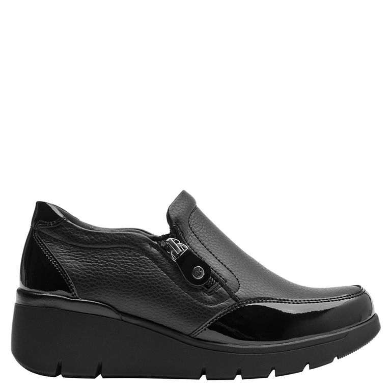 Zapatilla Urbana Mujer Cuero Negro