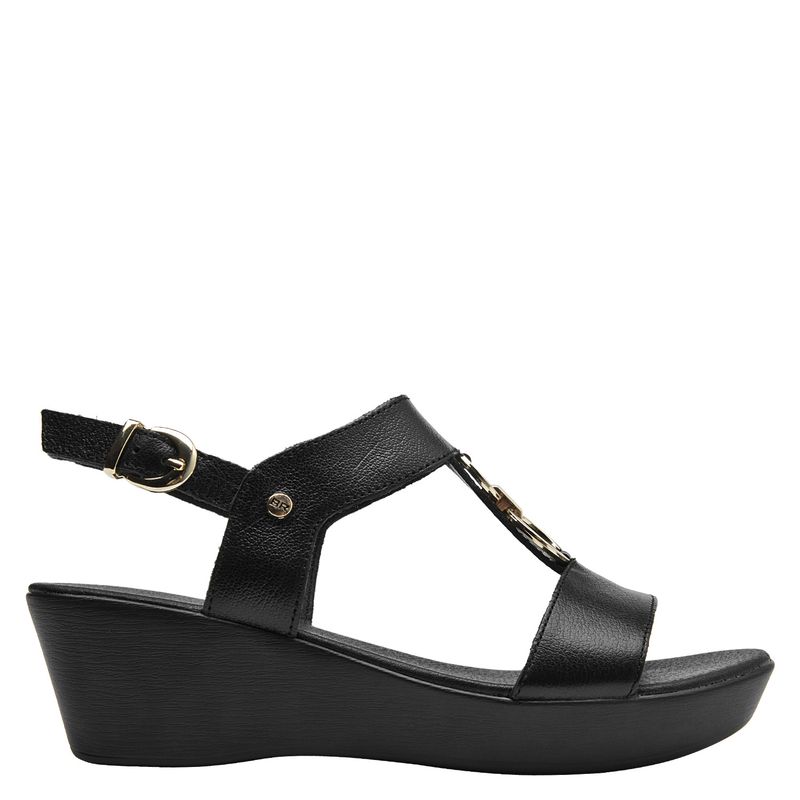 BRUNO ROSSI - Sandalia Mujer Cuero Negro Bruno Rossi