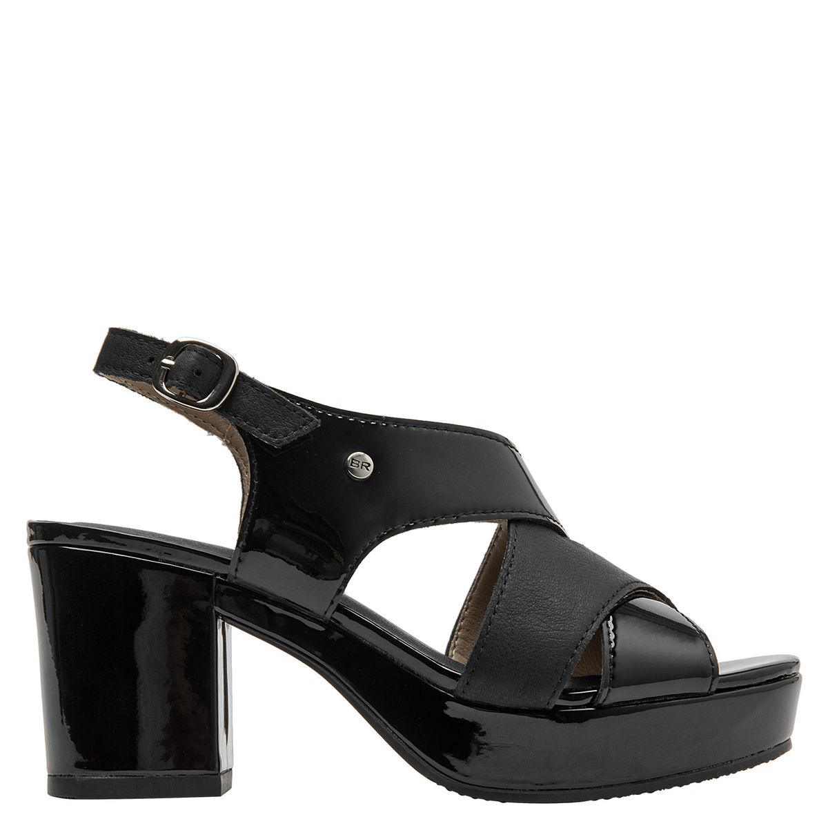 BRUNO ROSSI - Sandalia Mujer Cuero Negro Bruno Rossi