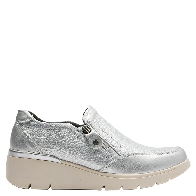 BRUNO ROSSI - Zapatilla Urbana Mujer Cuero Gris Bruno Rossi