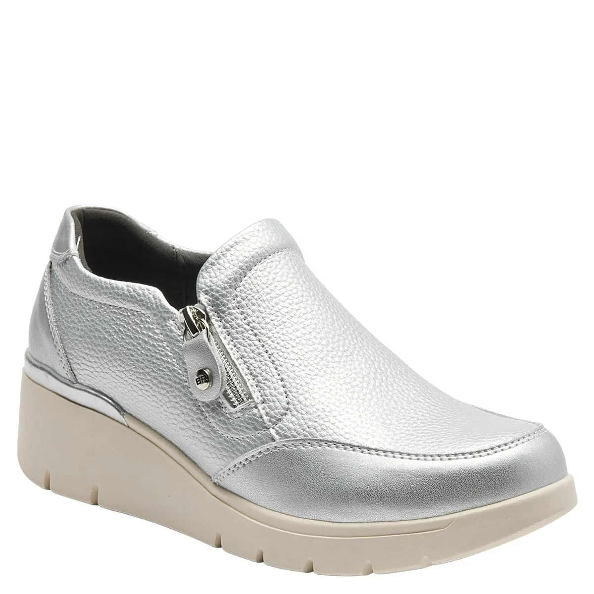 BRUNO ROSSI - Zapatilla Urbana Mujer Cuero Gris Bruno Rossi