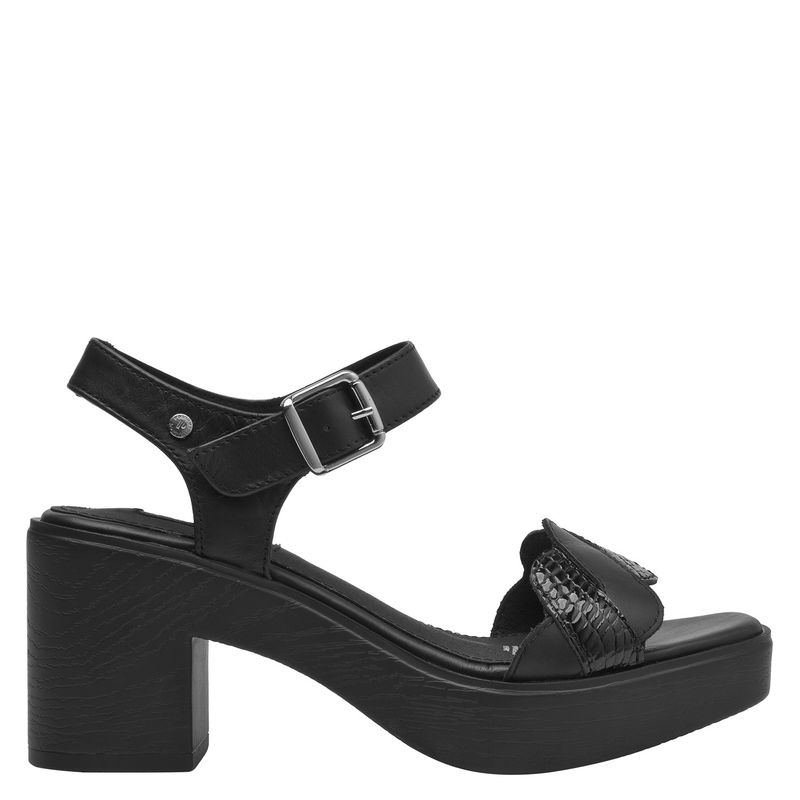 POLLINI - Sandalia Mujer Cuero Negro Pollini