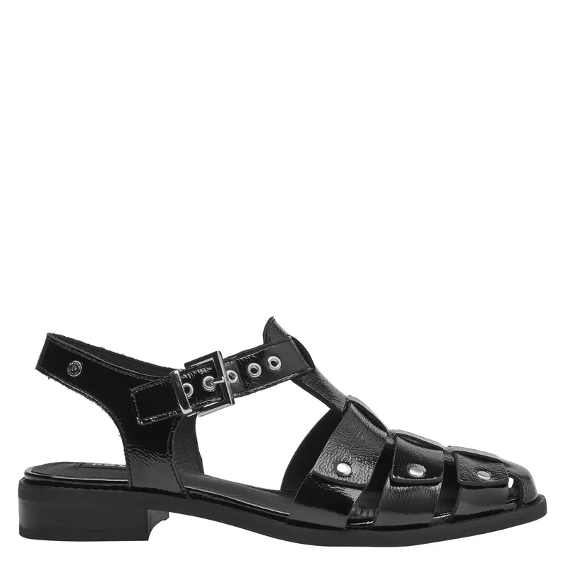 POLLINI - Sandalia Mujer Cuero Negro Pollini