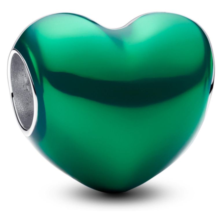 Charm Corazon Metalico Verde Mujer
