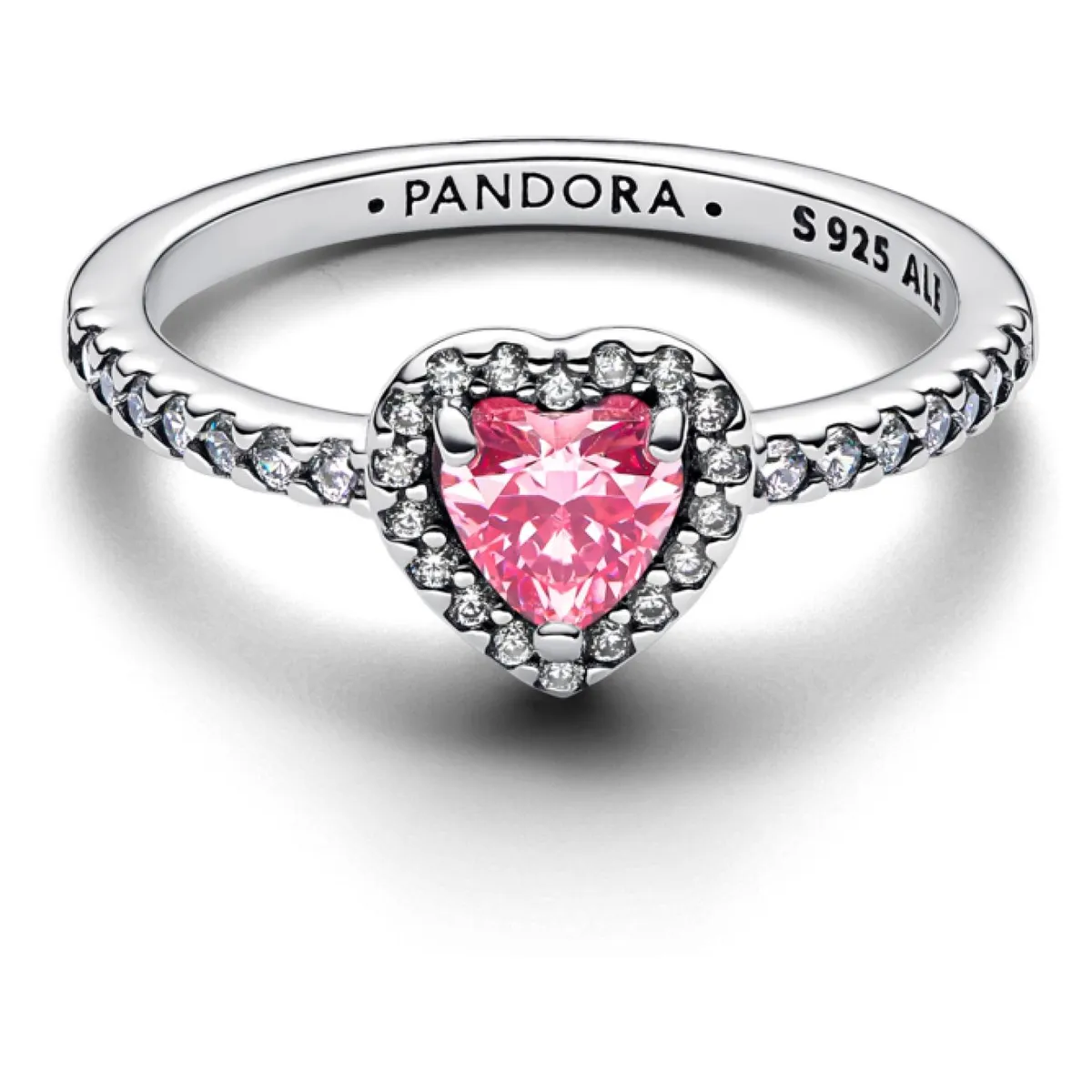 PANDORA - Anillo Corazón Rosa Elevado Mujer Pandora