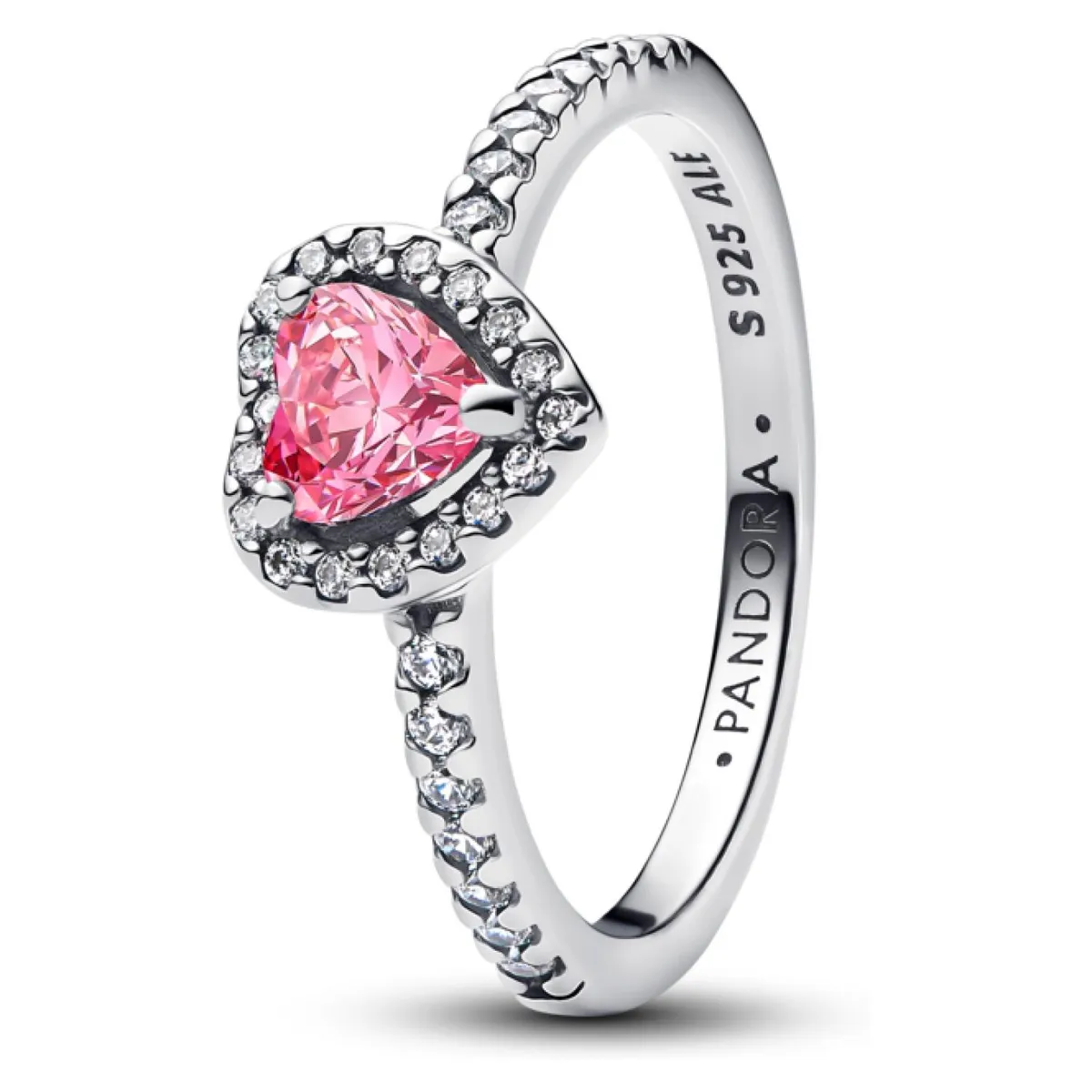 PANDORA - Anillo Corazón Rosa Elevado Mujer Pandora