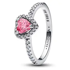 PANDORA - Anillo Corazón Rosa Elevado Mujer