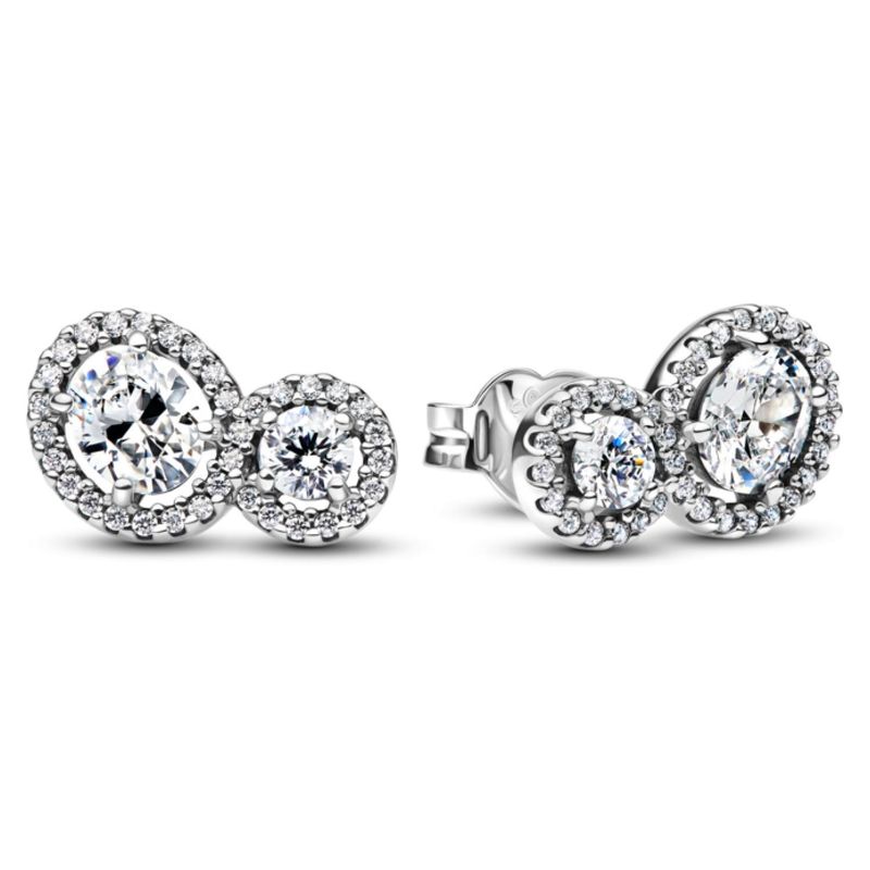 PANDORA - Aretes de Botón Halo y Abrazo Mujer Pandora