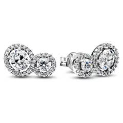 PANDORA - Aretes de Botón Halo y Abrazo Mujer