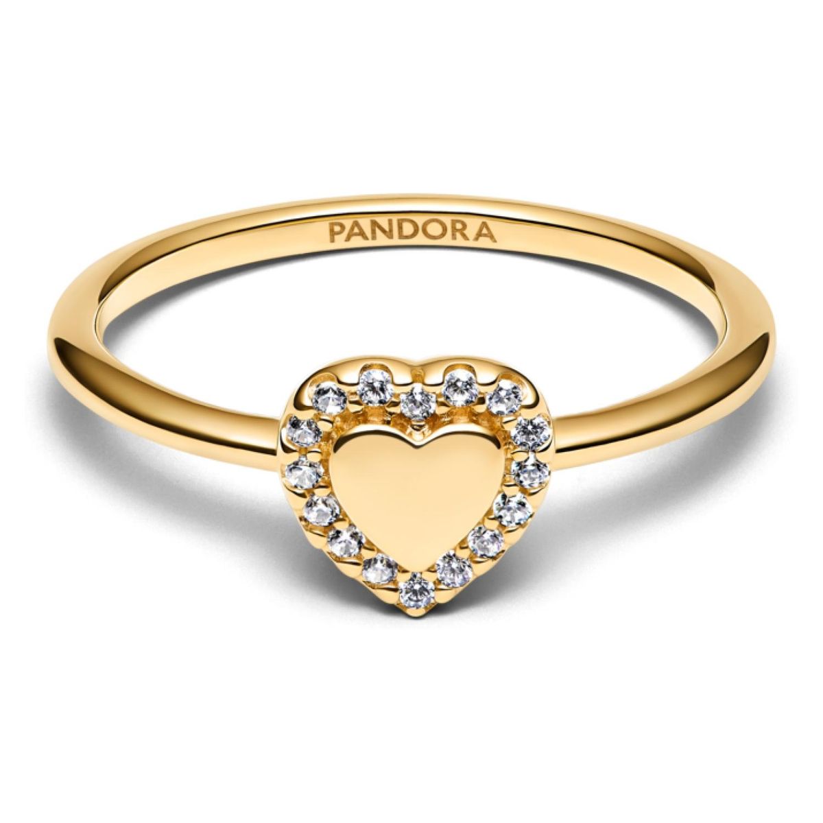 PANDORA - Anillo Halo y Corazón Grabable Mujer Pandora