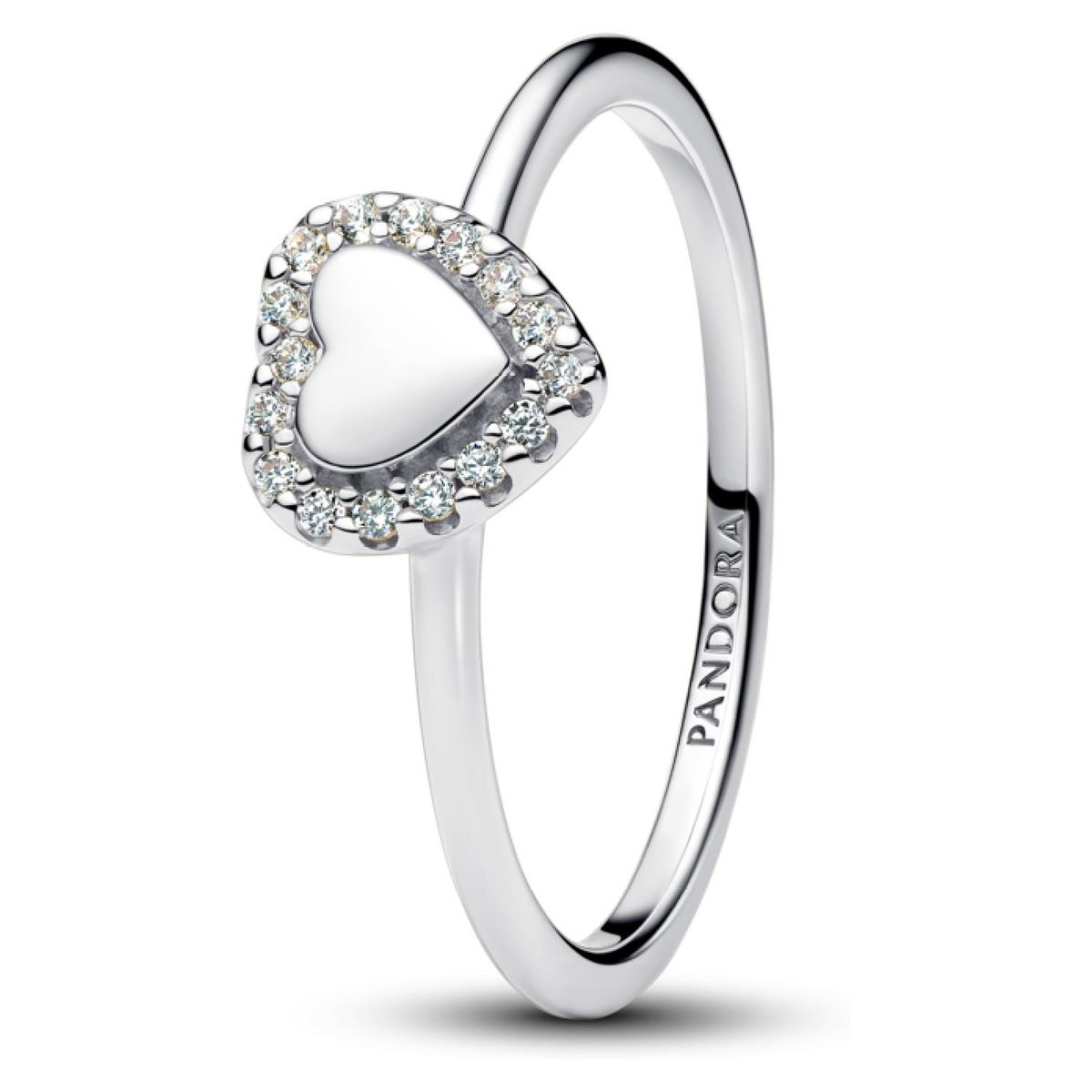 PANDORA - Anillo Halo y Corazón Grabable Mujer Pandora