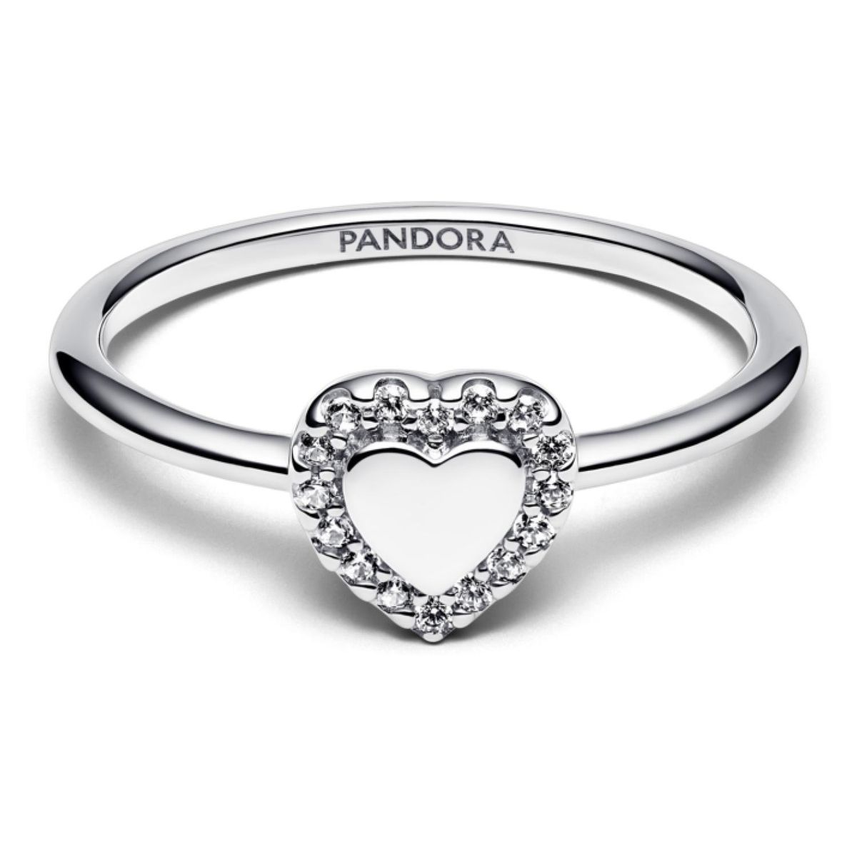 PANDORA - Anillo Halo y Corazón Grabable Mujer Pandora