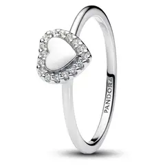 PANDORA - Anillo Halo y Corazón Grabable Mujer