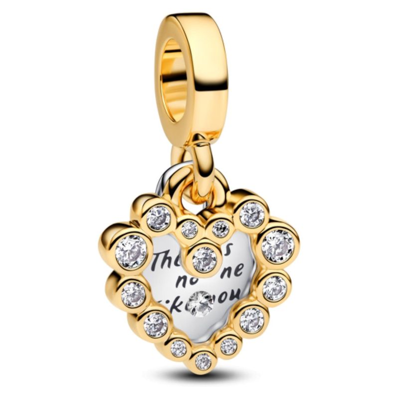 PANDORA - Charm Doble Corazón Brillante Mujer Pandora
