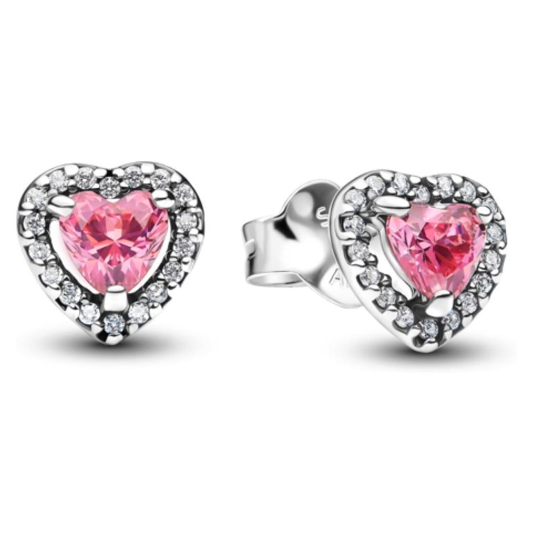 Aretes de Boton Corazon Rosa Mujer