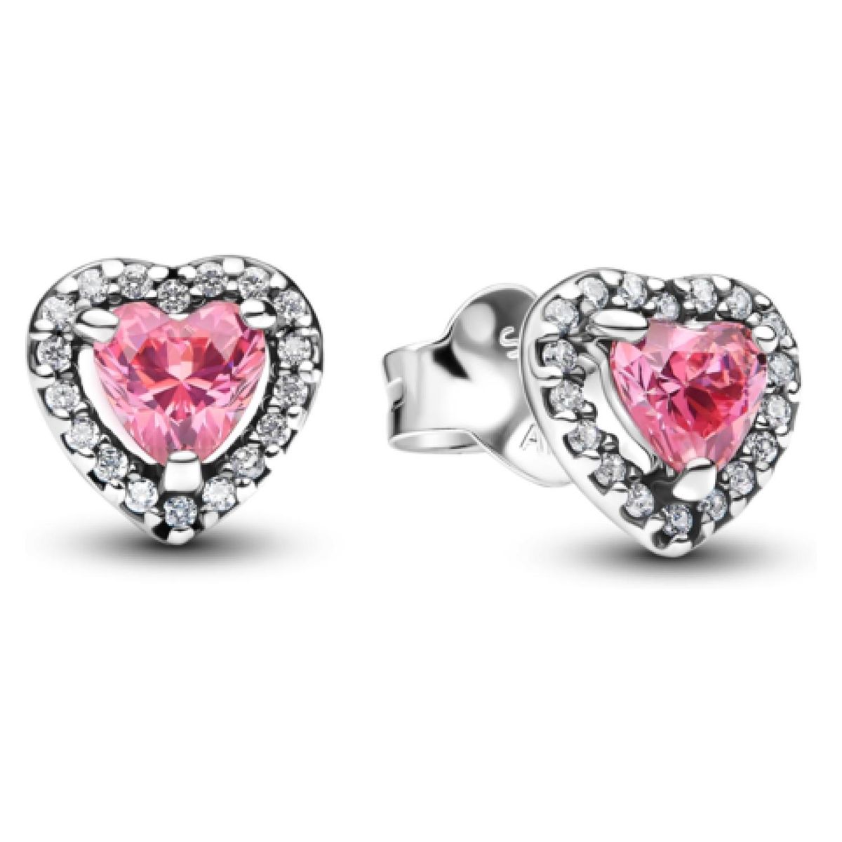 PANDORA - Aretes de Botón Corazón Rosa Mujer Pandora