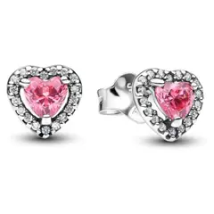 PANDORA - Aretes de Botón Corazón Rosa Mujer