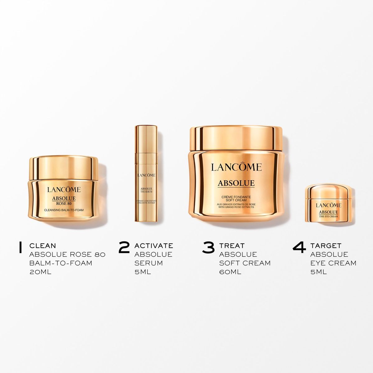 LANCOME - Set Antiedad Absolue Bálsamo Limpiador, Sérum, Contorno Ojos Y Crema Suave Lancôme