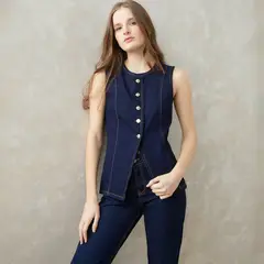SYBILLA - Chaqueta de Jeans sin Mangas Mujer Algodón