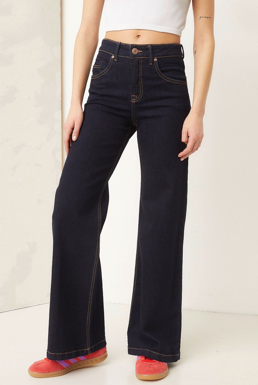AMERICANINO - Jeans Americanino Tiro Alto Wide Leg Mujer Algodón
