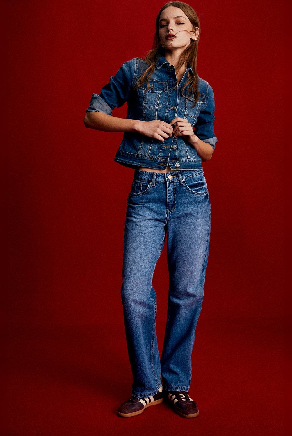 AMERICANINO - Jeans Straight Tiro Alto Americanino Mujer Algodón