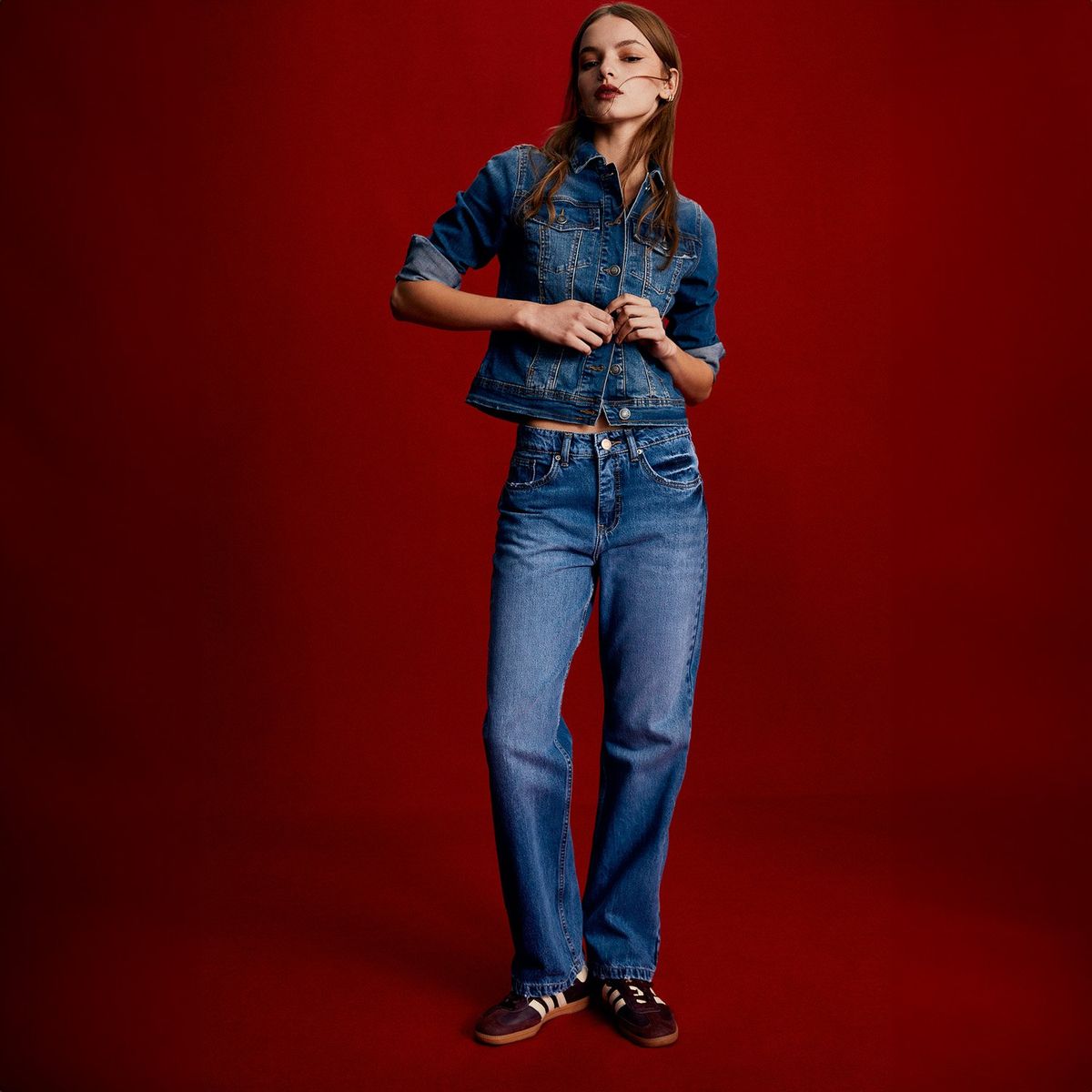 AMERICANINO - Jeans Straight Tiro Alto Americanino Mujer Algodón