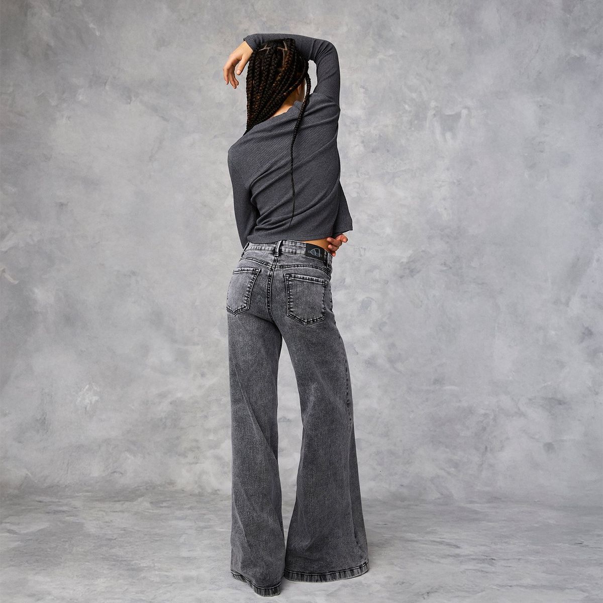 AMERICANINO - Jeans Americanino Wide Leg Tiro Alto Mujer Algodón Gris