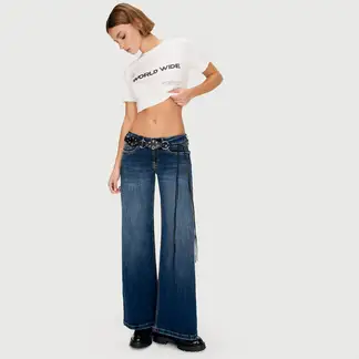 AMERICANINO - Jeans Wide Leg Tiro Bajo Mujer