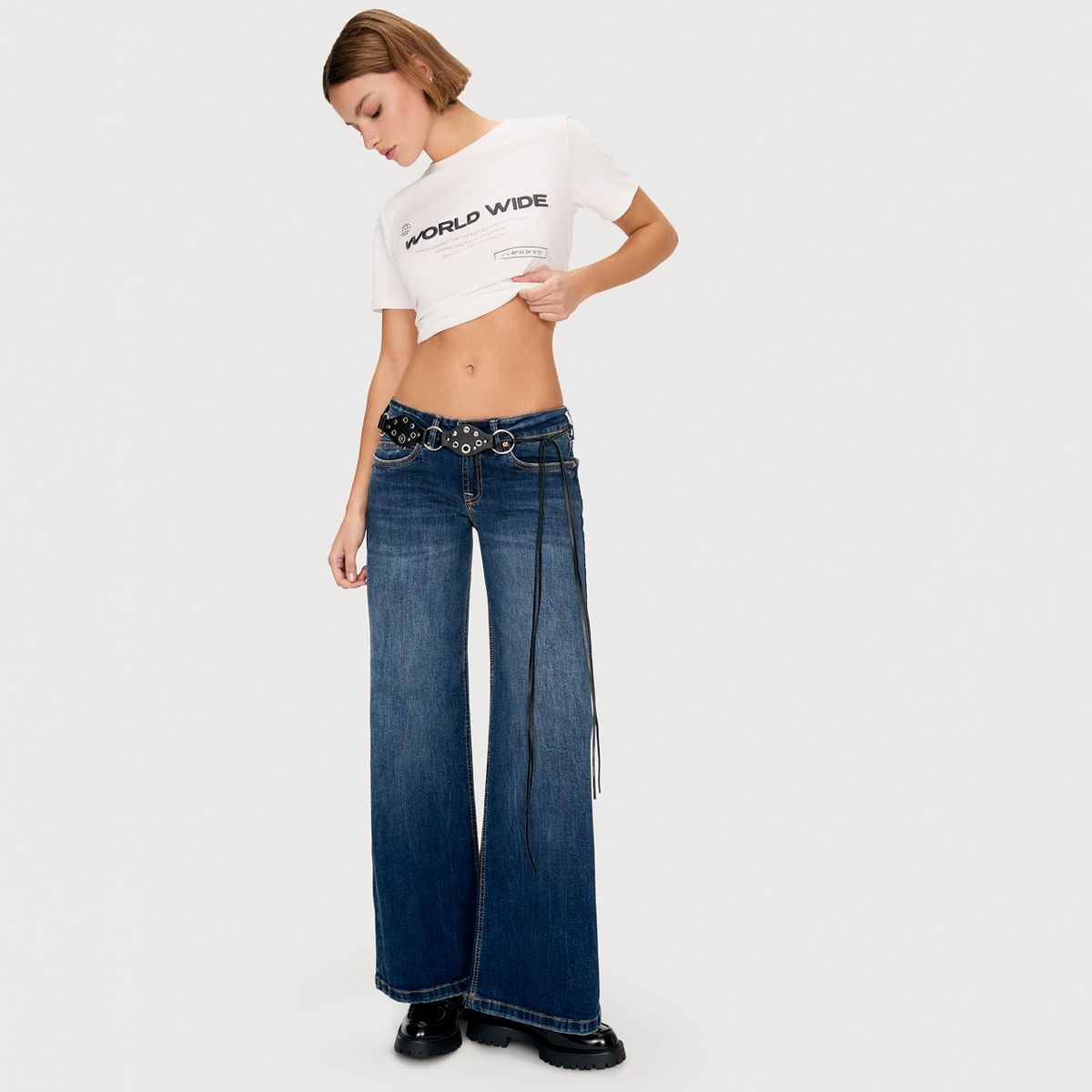 AMERICANINO - Jeans Wide Leg Tiro Bajo Mujer Americanino