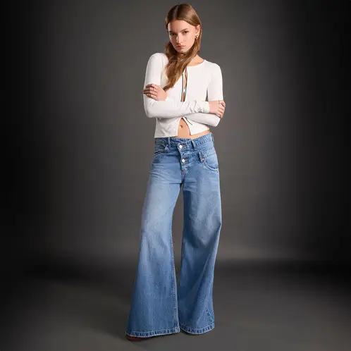 AMERICANINO - Jeans Wide Leg Tiro Bajo Mujer
