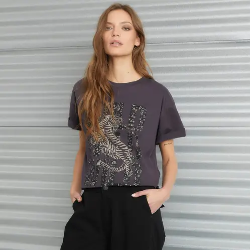AMERICANINO - Polera Manga Corta Algodón Mujer