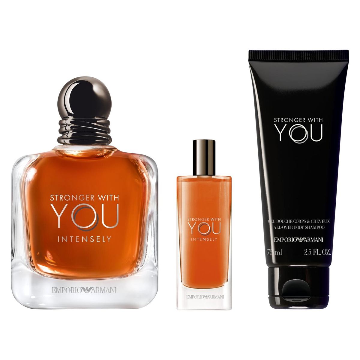 GIORGIO ARMANI - Set Perfume Hombre Stronger With You Intensely Eau de Parfum 100ml + 15ml + Gel de ducha 75ml Giorgio Armani