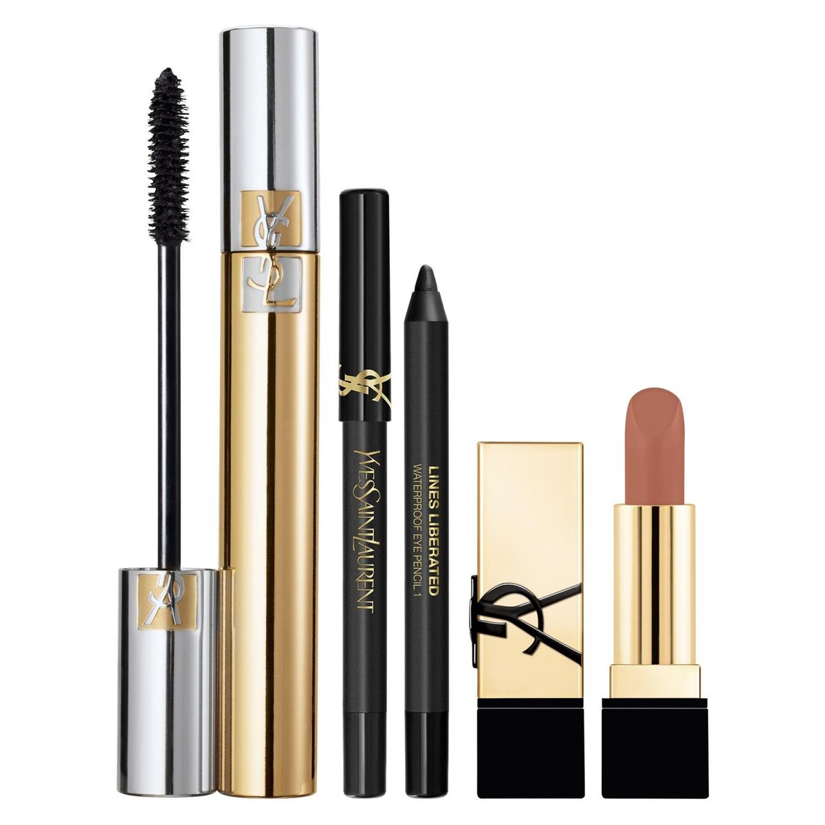YVES SAINT LAURENT - Set Maquillaje Máscara De Pestañas Volume Effet + Mini Labial Rouge Pur Couture + Mini Lápiz De Ojos Lines Liberated Yves Saint Laurent