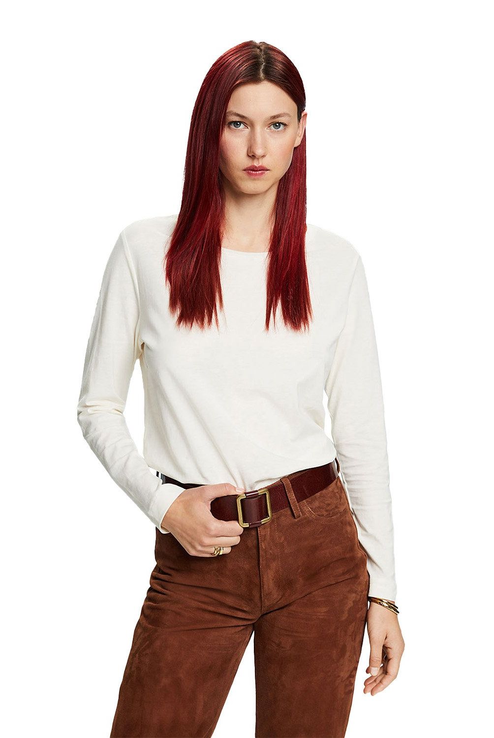 ESPRIT - Polera Manga Larga Algodón Mujer Esprit
