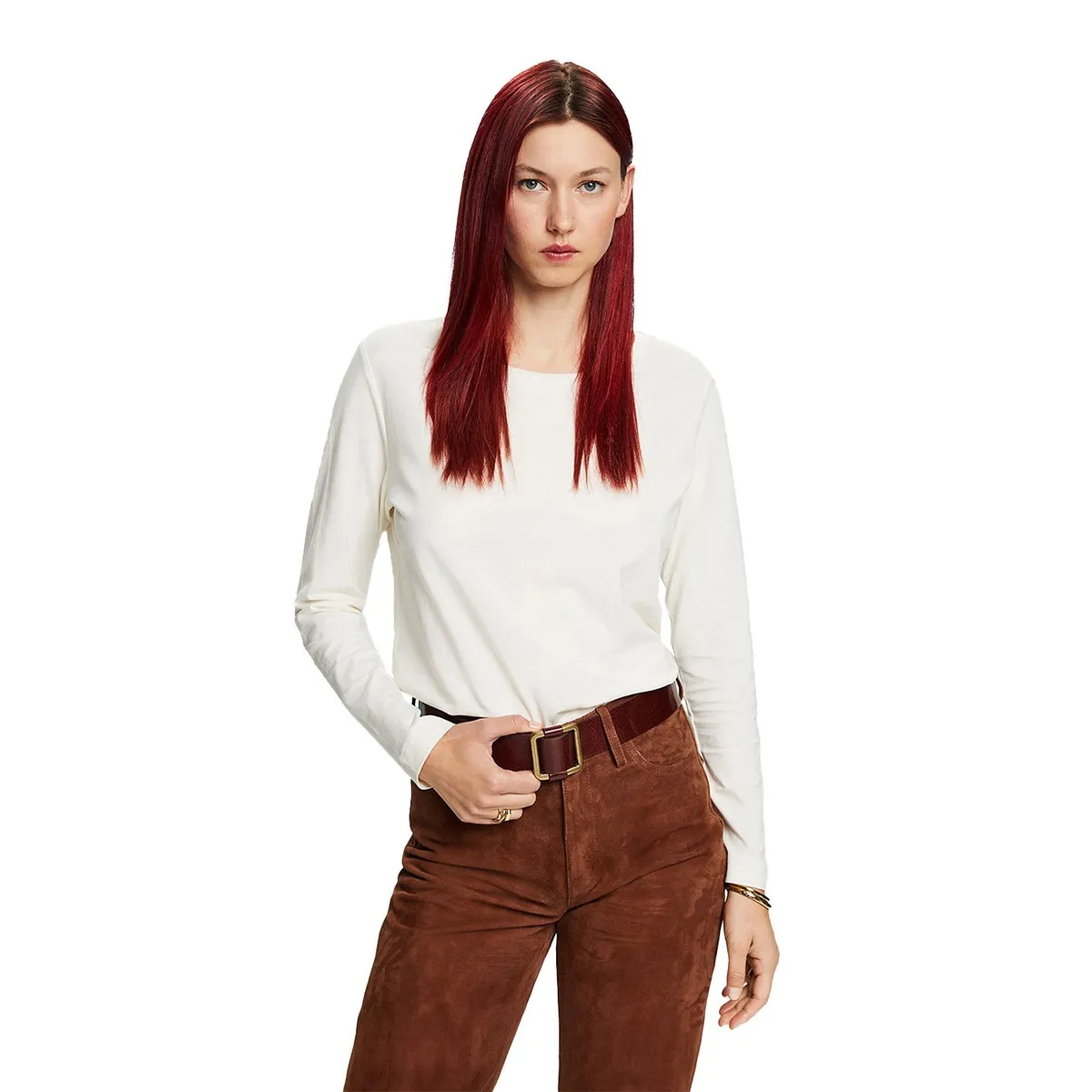 ESPRIT - Polera Manga Larga Algodón Mujer Esprit